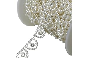 AEAOA 10 Yards 3/5" Ivory Pearl Rhinestone Chain Trims Sewing Wedding Decoration Craft Beaded Trim (LZ109)