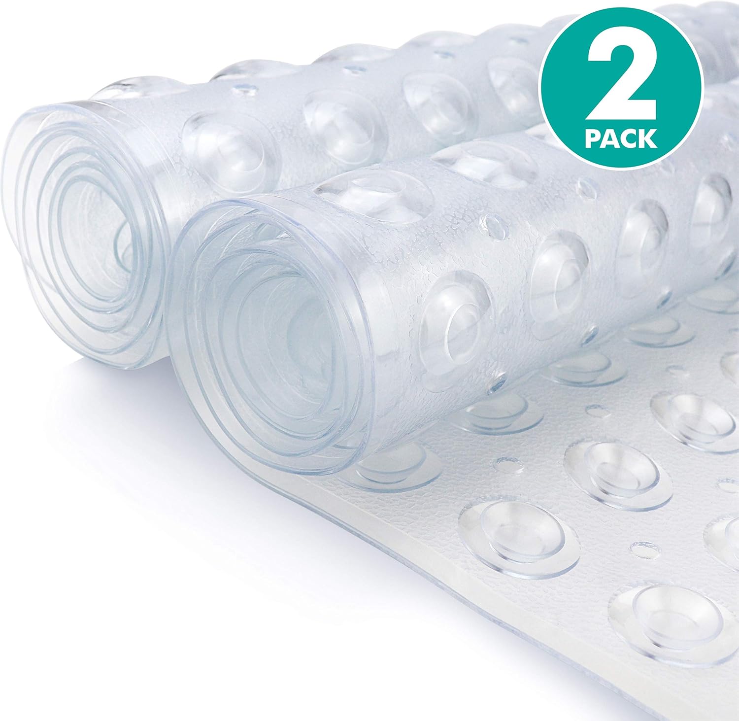 Sierra Concepts 2-Pack Bath, Shower, Tub Mat Clear (39x16) Non Slip, Mildew Resistant, Machine Washable, Antibacterial, BPA, Phthalate Free, Bathtub Mats - Drain Holes, Suction Cups, XL Rectangle Size: Home & Kitchen