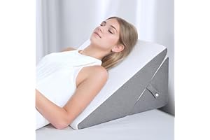 ROCYJULIN Wedge Pillow for Sleeping, 9 & 12 Inch Adjustable Memory Foam Incline Elevated Pillow Wedge, Triangle Wedge Pillows for After Surgery, Acid Reflux and Snoring, Dark Grey & White