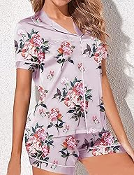 WJing Yi Jia Womens Pajama Sets XS-4XL Silk Satin