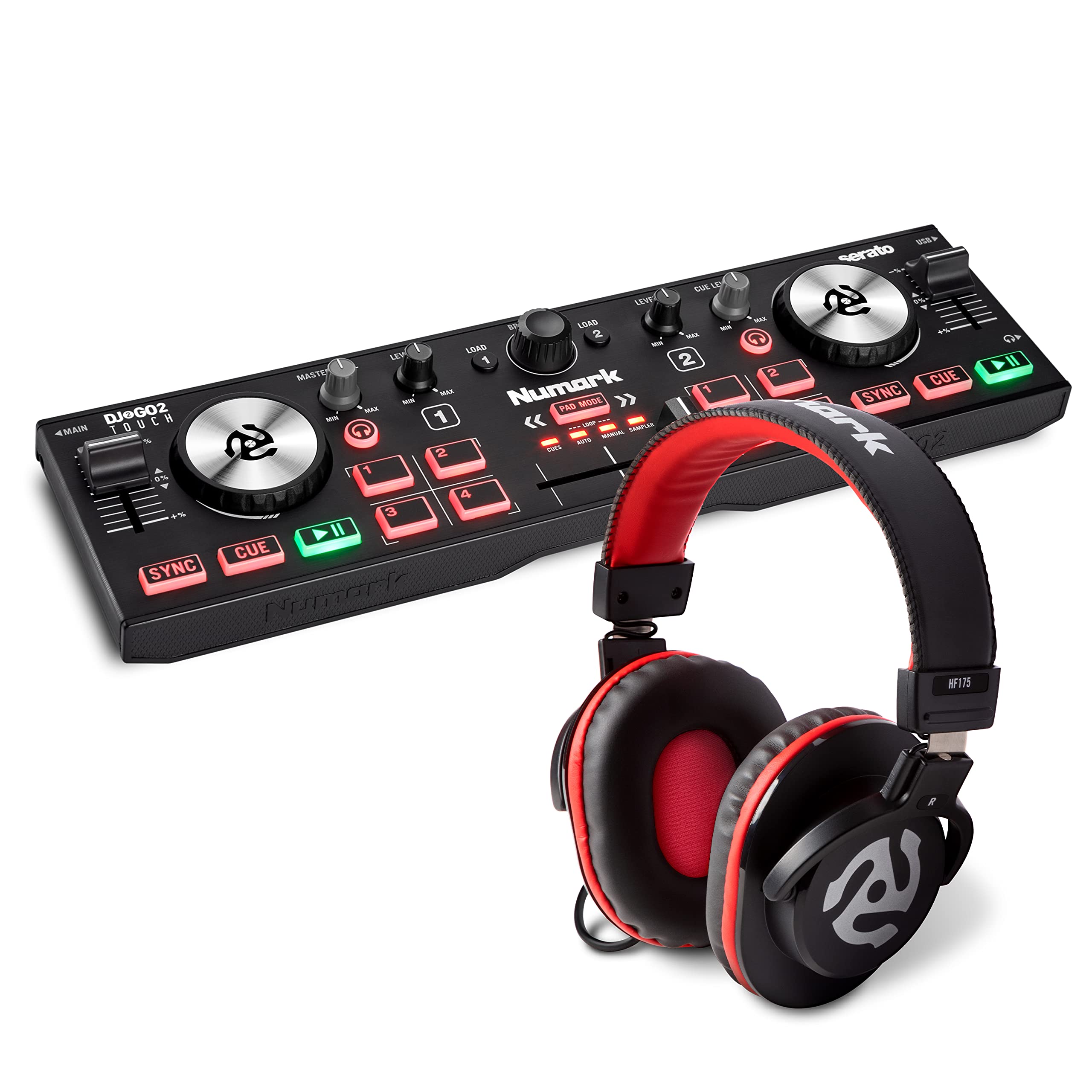 Numark ポータブル 小型 DJコントローラー と 密閉型ヘッドホン セット DJ2GO2 Touch & HF175 ヌマーク の商品画像