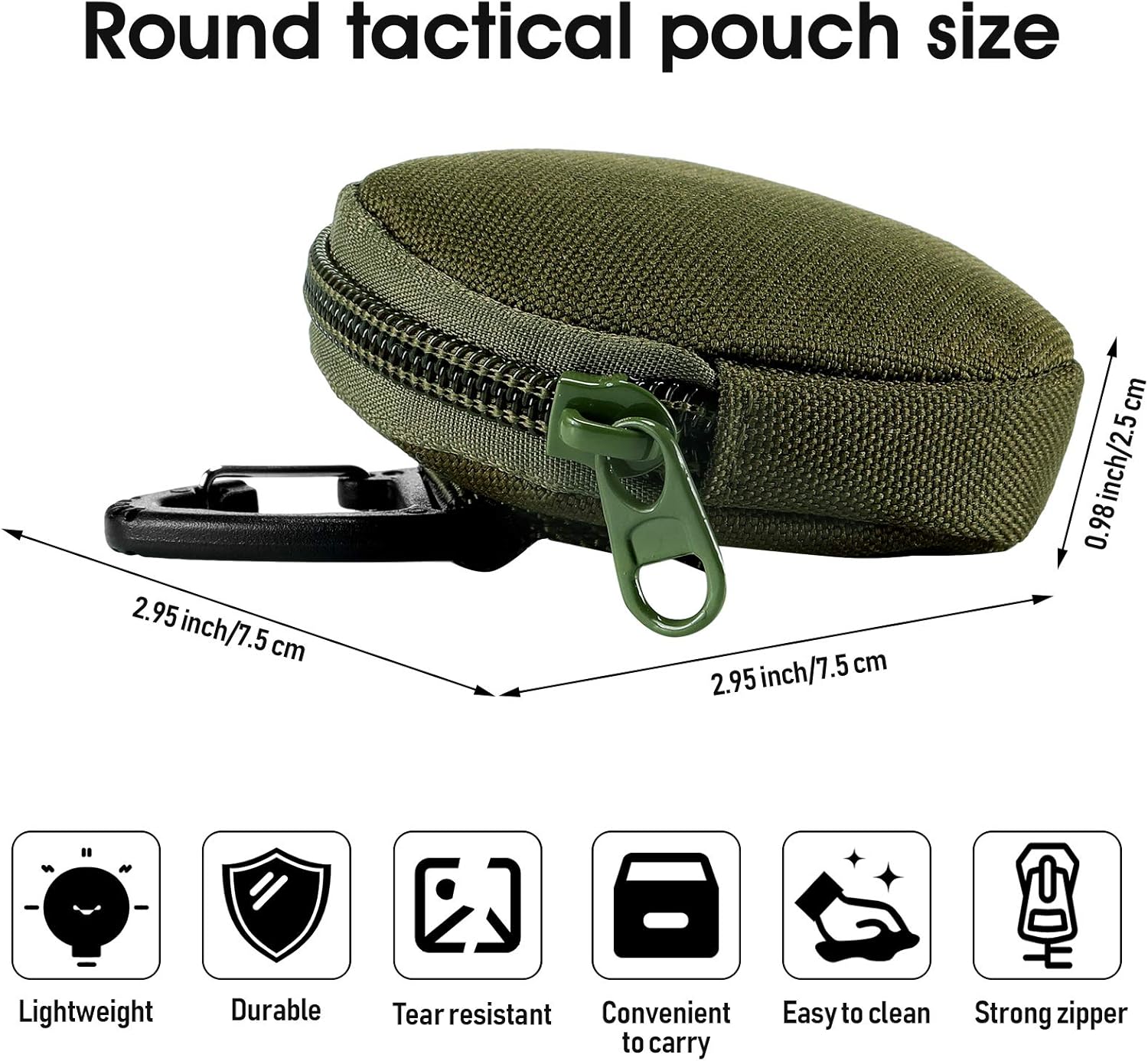 Weewooday 4 Pieces Tactical Pouch Accessories Small Round Pouches with Triangle Buckle Zipper Tactical Bag Case Military Gear Small Bags for Camping Hunting Shooting (Army Green) : Sports & Outdoors