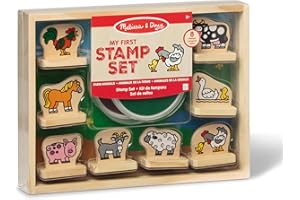 Melissa & Doug My First Wooden Stamp Set - Farm AnimalsKids Art Projects, Stamps with Washable Ink, Farm Themed Wooden Stamps
