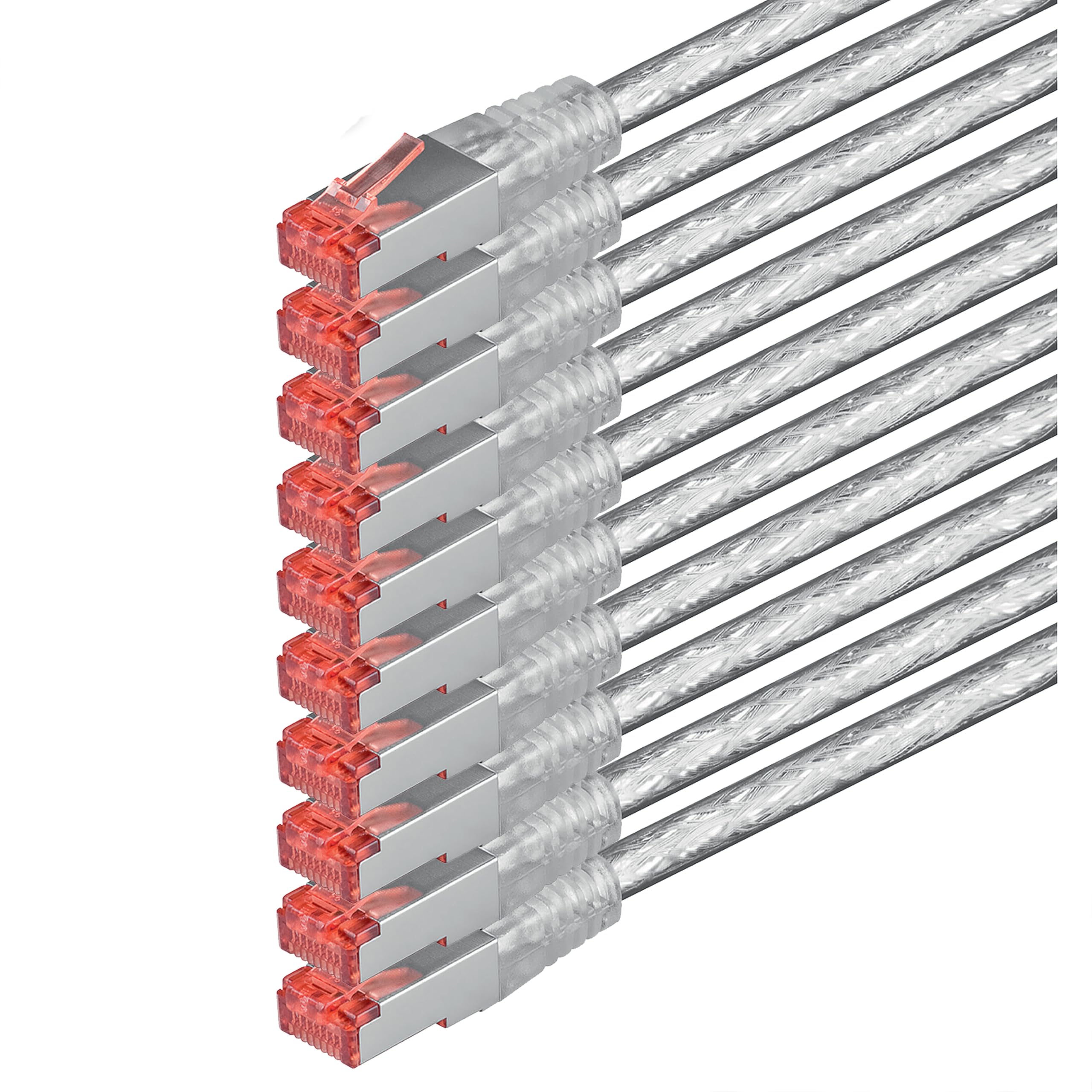 1aTTack.de 10x 5m - Cat 6 network cable patch cable Cat6 RJ45 SFTP - transparent