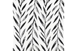 Wudnaye Black and White Peel and Stick Wallpaper Leaf Contact Paper 17.7 inch × 118.1 inch Black and White Contact Paper Peel and Stick Wallpaper for Bathroom Self Adhesive Decorative Wall Paper