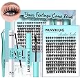 Mayhug Lash Extension Kit 192Pcs Lash Clusters Kit Wispy Eyelash Extensions 8-18MM Individual Lashes Extensions with Bond and Seal Lash Glue and Eyelash Extension Tweezers DIY at Home