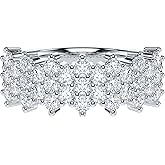 THELANDA Genuine Moissanite or Simulated Diamond Sterling Silver 8mm Paved Honeycomb Cluster Promise Ring Wedding Ring For Her