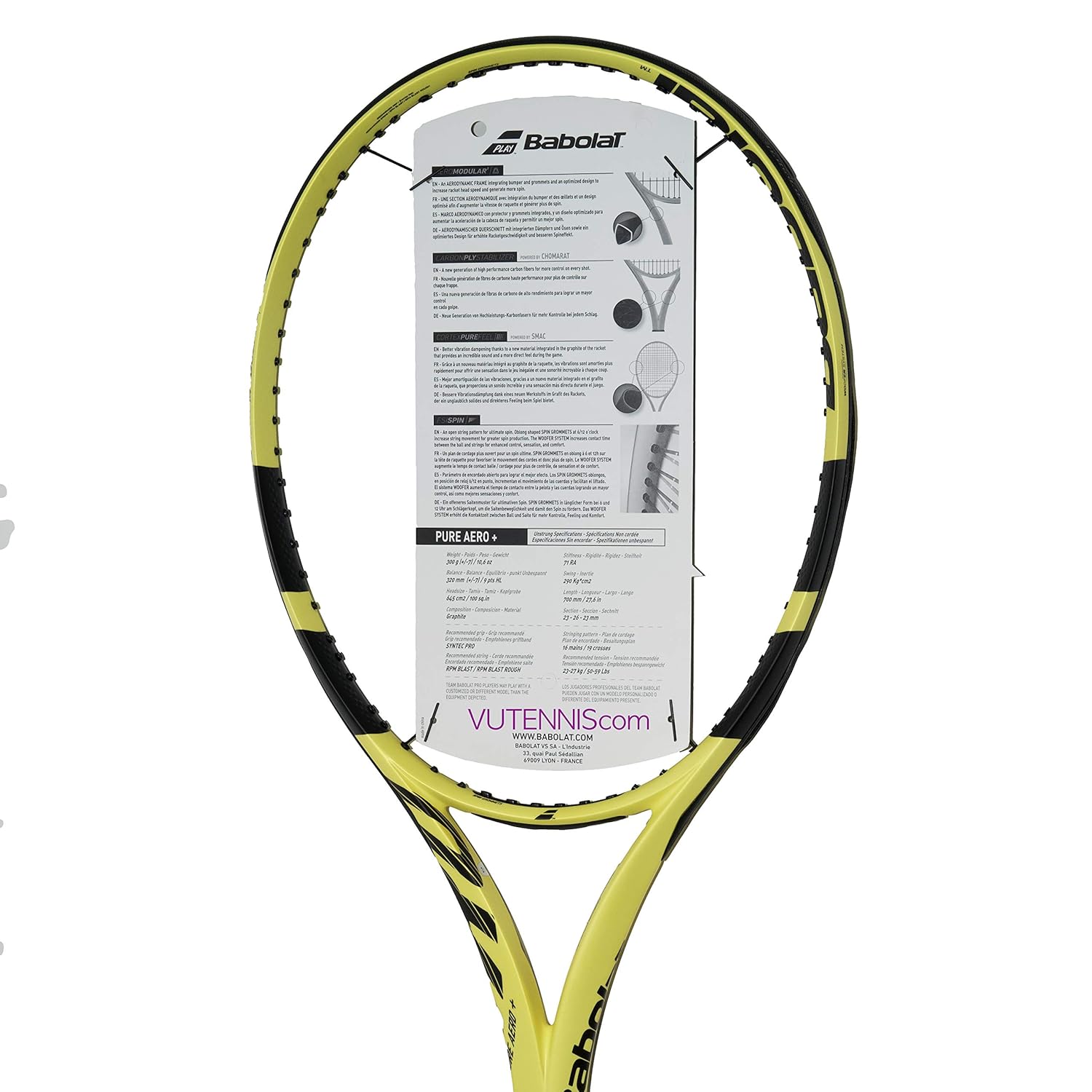 Amazon.com : [VUTENNISCOM] Babolat Pure Aero Plus 2019 ...