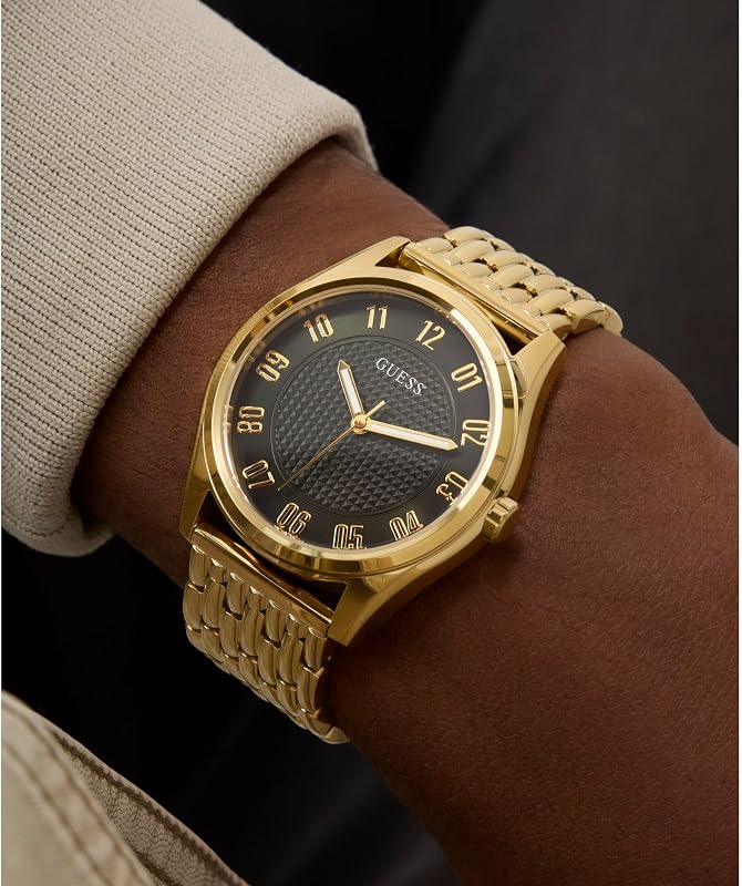Tate GW0895G2 - Orologio da polso da uomo, analogico, al quarzo, in acciaio inox, 42 mm, colore: oro, 5 bar, colore: Verde,