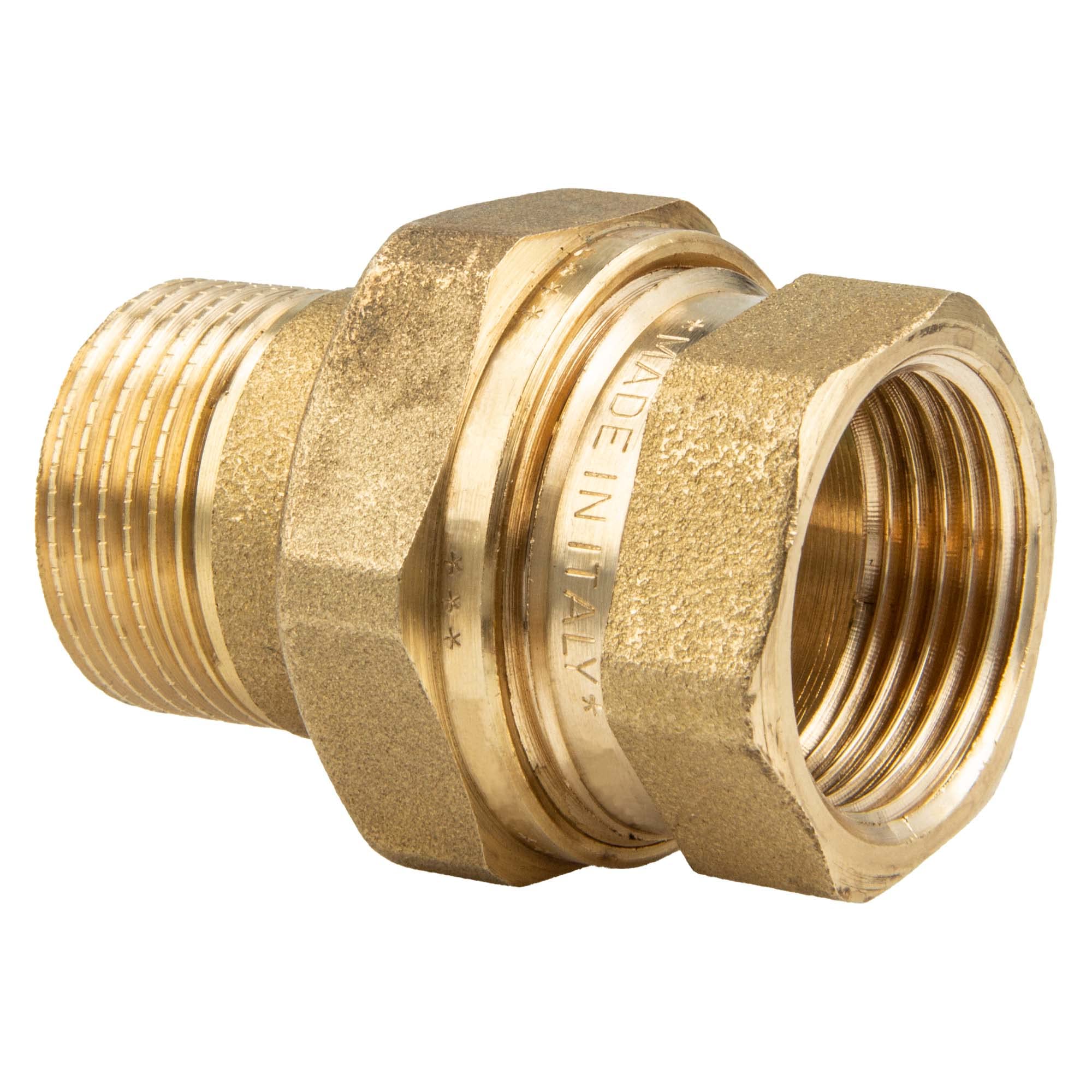 tecuro Screw Connection IG/AG 1 inch Tap Connector - Flat Sealing - Blank Brass - 428100