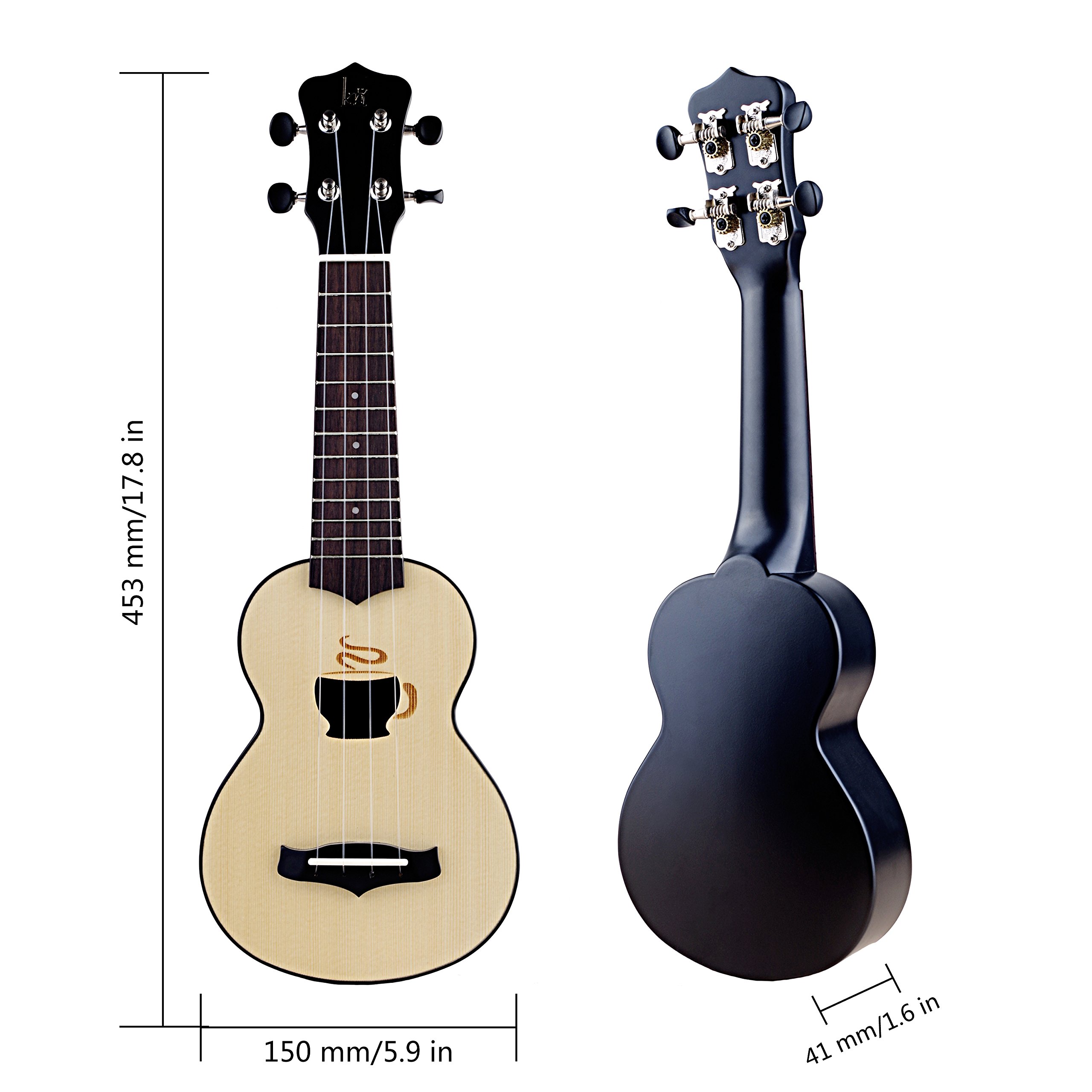 Small Kids Guitar Ukulele Nylon String 17\'\' with Zipped Carry Case (Coffee Cup Version)