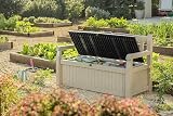 Keter Eden Bench 265L Outdoor Storage Box Beige Brown Wood Panel Effect view 9