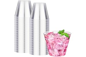 RACETOP 9 oz Clear Plastic Cups 100 packs, Disposable Plastic Party Cups Tumblers, Cocktail Cups, Perfect for Parties, Wedding and Events