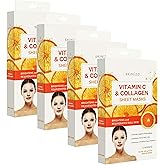 Skin 2.0 Vitamin C & Collagen Sheet Mask - Anti-Aging, Wrinkle & Age Spot Reducer, Hydrating & Moisturizing - Dermatologist Tested Korean Skincare, Clean Beauty, All Skin Types - 20 Count