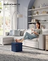 SONGMICS Storage Ottoman Foldable 30x30 cm Foot Stool Midnight Blue LSF028Q52 view 2