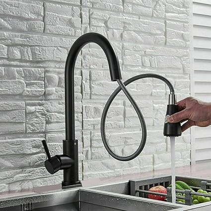 Amazon Com Pull Out Faucet Spray Swivel 16 Kitchen Sink Dark