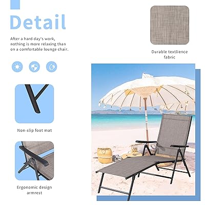 Buy Meilocar Outdoor Lounge Chairs Set Of 2 Lightweight Portable Folding Reclining Chaise Lounge Set Texilene Patio Chair Recliner With Adjustablef Backrest And Legs For Beach Yard And Poolside Online In Indonesia