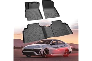 Runine Floor Mats for Hyundai Elantra 2021-2026 (Not for Hybrid) & Hyundai Elantra N 2022-2025, All Weather Protection TPE Car Mats Custom Car Liners Accessories, Front & 2nd Row Floor Liners Set