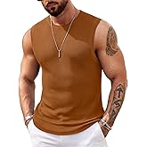 COOFANDY Mens Casual Knitted Tank Tops Crew Neck Sleeveless Muscle T Shirts Summer Beach Tops