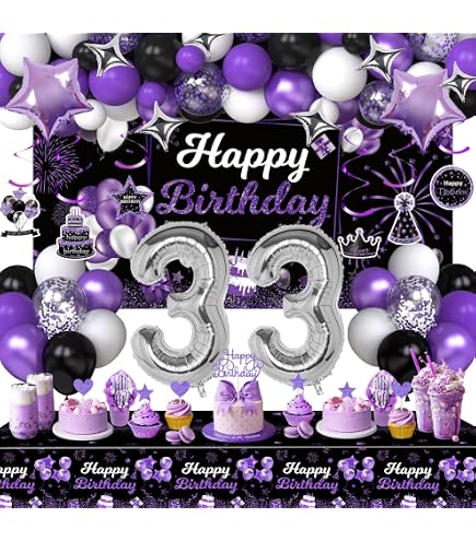 33 Balloon Numbers 33th Birthday Decoration Happy Birthday Banner ...