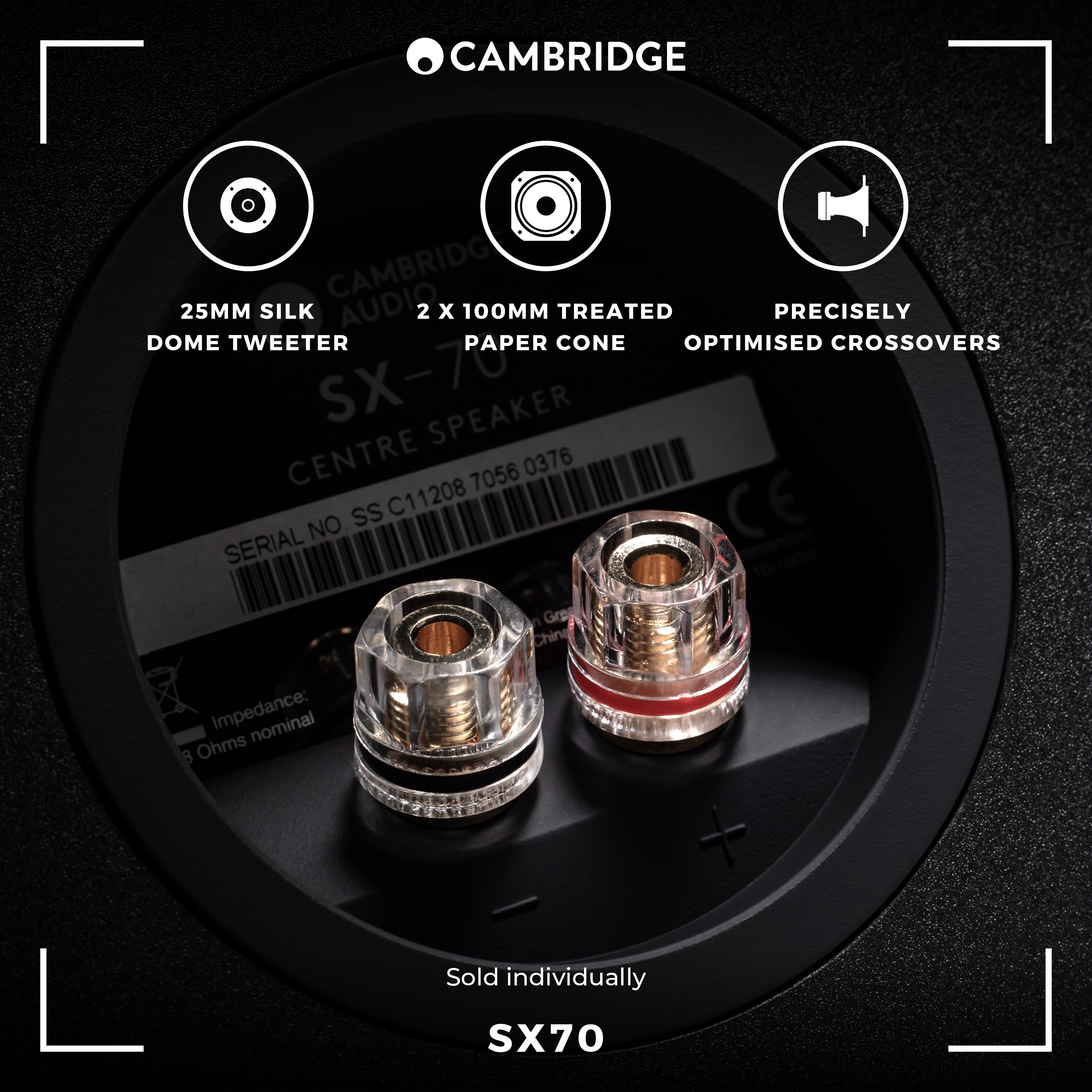 Cambridge Audio SX Series SX70 Centre Speaker (Matte Black)