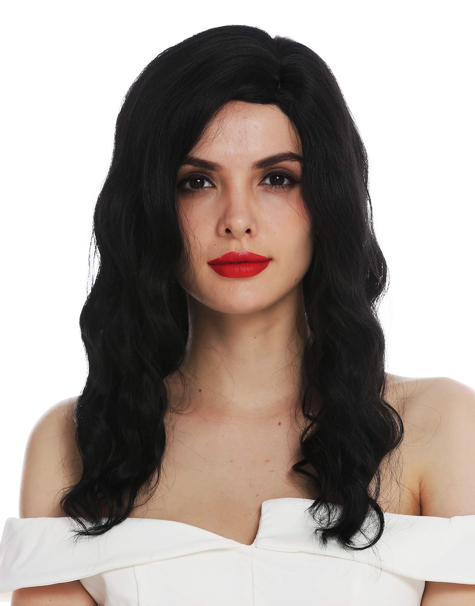 WIG ME UP - VK-58-1B wig women's wig long parting noble wavy waved Balayage highlights Hollywood diva black