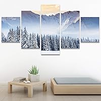 SIGNWIN 5 Panel Canvas Wall Art Modern Art Forest Multicolor Photography Relax/Calm Romantics Scenic for Home Decorations Ready to Hang - 60