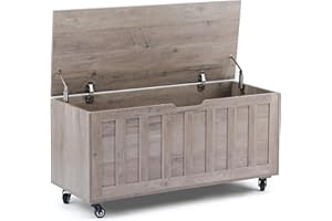 Evajoy Storage Chest, 39.4'' Woode Toy Box Organizer with 4 Wheels, Storage Bench with 2 Safety Hinges, Retro Shoe Bench Support 300 lbs for Bedroom, Living Room, Easy Assembly