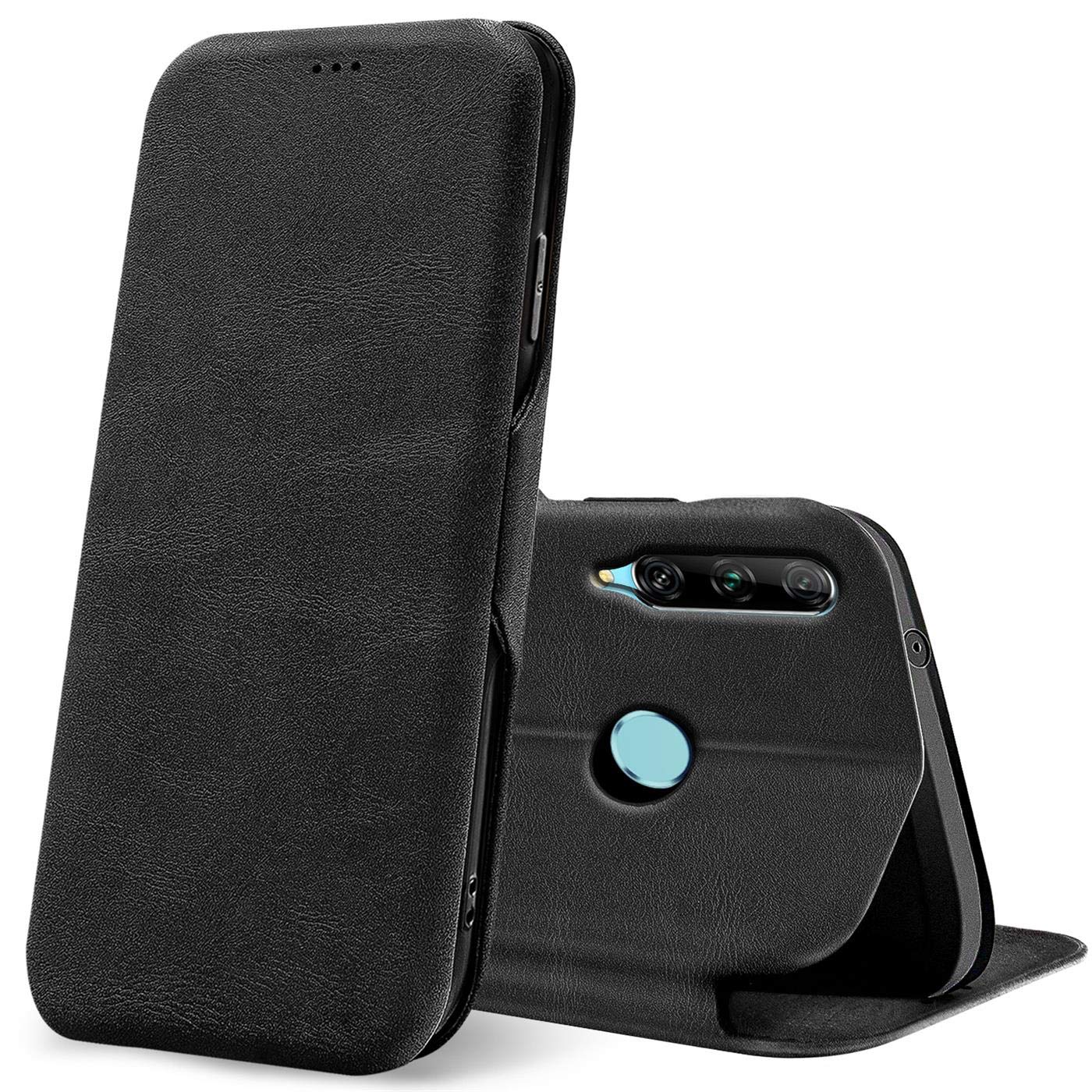 Verco Book Style for Huawei P Smart Plus 2019 Case, Premium Magnetic Flip Cover for Huawei P Smart+ 2019 Wallet Case with Card Slot, Schwarz Black