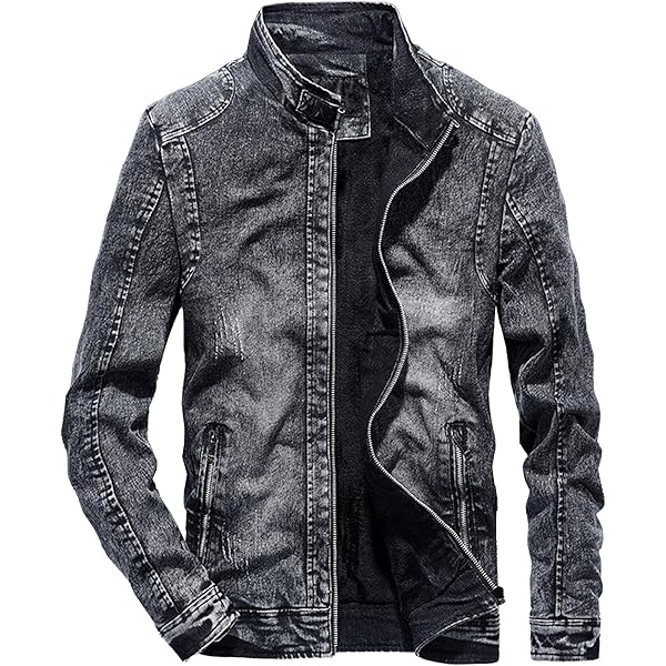 SWJGLITTR Men Stand Collar Jean Jacket Winter Fleece Lined Cowboy