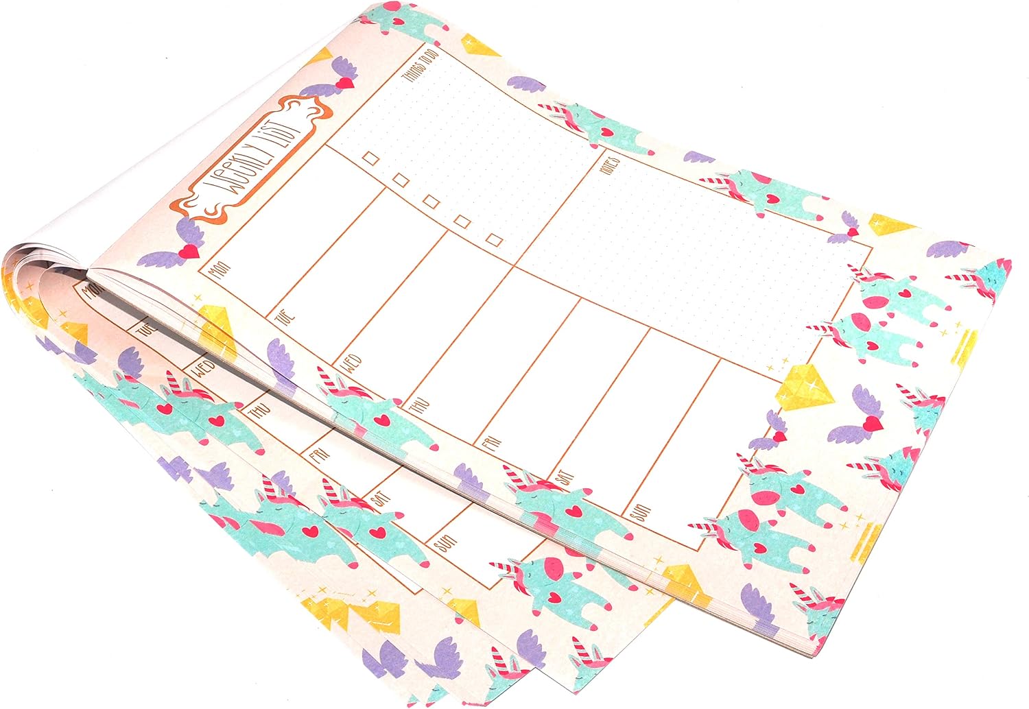 Sixstore A4 Cute Unicorn Weekly Planner Pad, 52 Sheets Week to View Schedule Organizer Notepad, To-Do List Desk Planner - Image 5