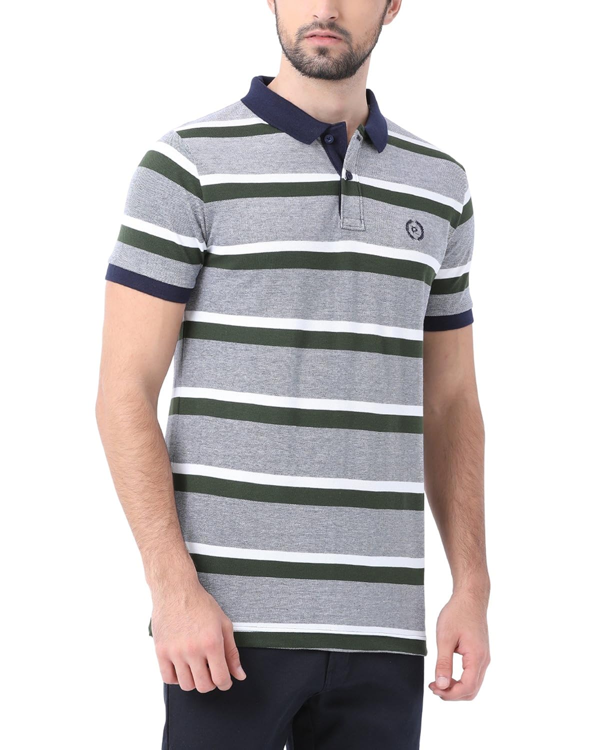 classic polo striped grey polo casual t-shirt