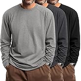 Riyiper 3 Pack Mens Big and Tall Shirts Long Sleeve Crewneck Tops Plus Size Casual Oversized Basic Tee Shirts