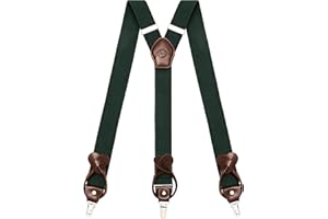 Suspenders for Men with Clip & 6 Buttons 1.4in Y-Shape Stainless Steel