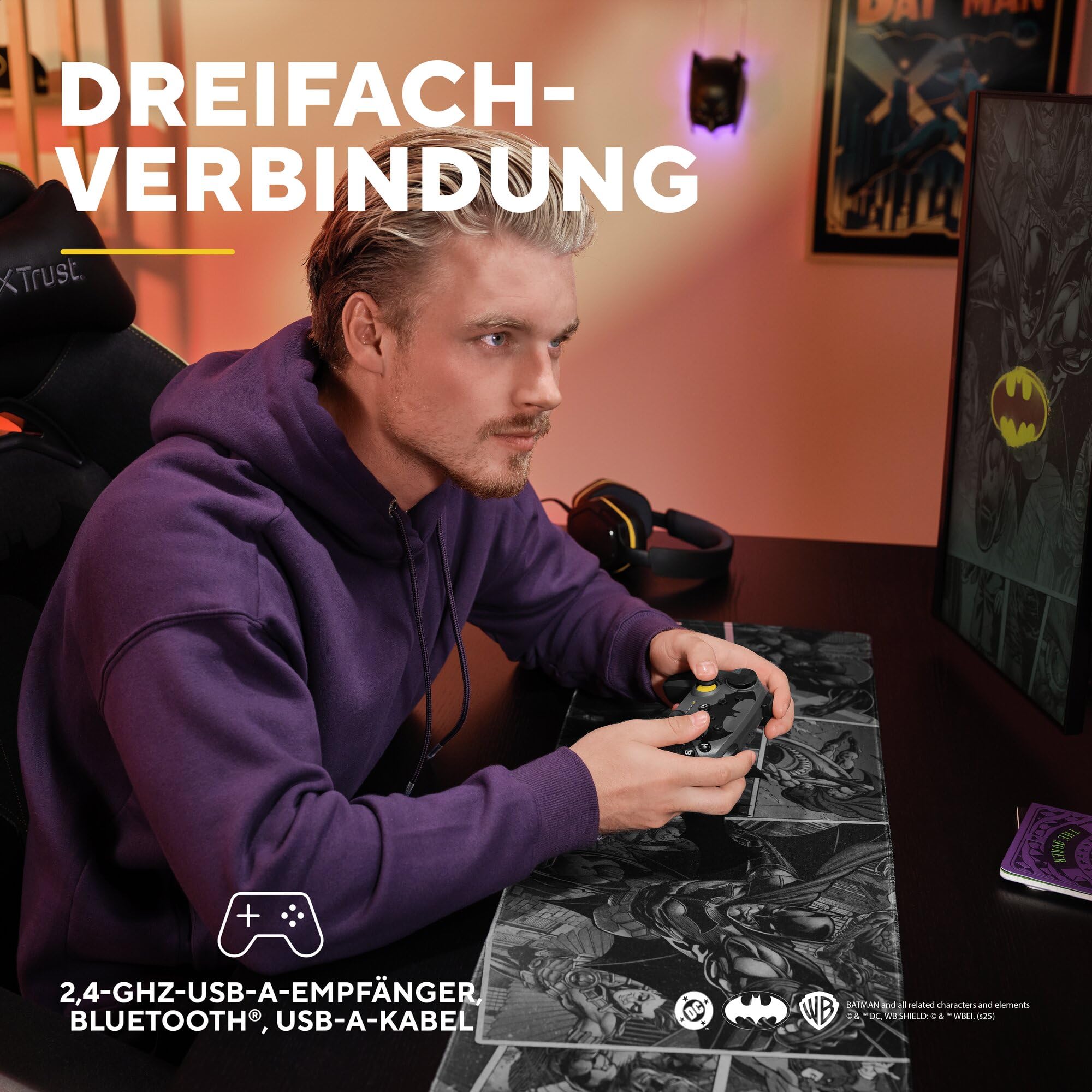 GXTrust 542BM Muta PC & Nintendo Switch Controller Kabellos, Bluetooth/RF/USB, 75% Recycelten Materialien, Aufladbare Batterie, Wireless Gamepad für Computer, Switch OLED/Lite, Android 3