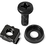 M6 screws Cage Nuts and Screw kit(black) | Rack Mount Hardware-Value Pack of 10 Nuts, Screws and Washers | Repair kit For Square Hole Server Racks