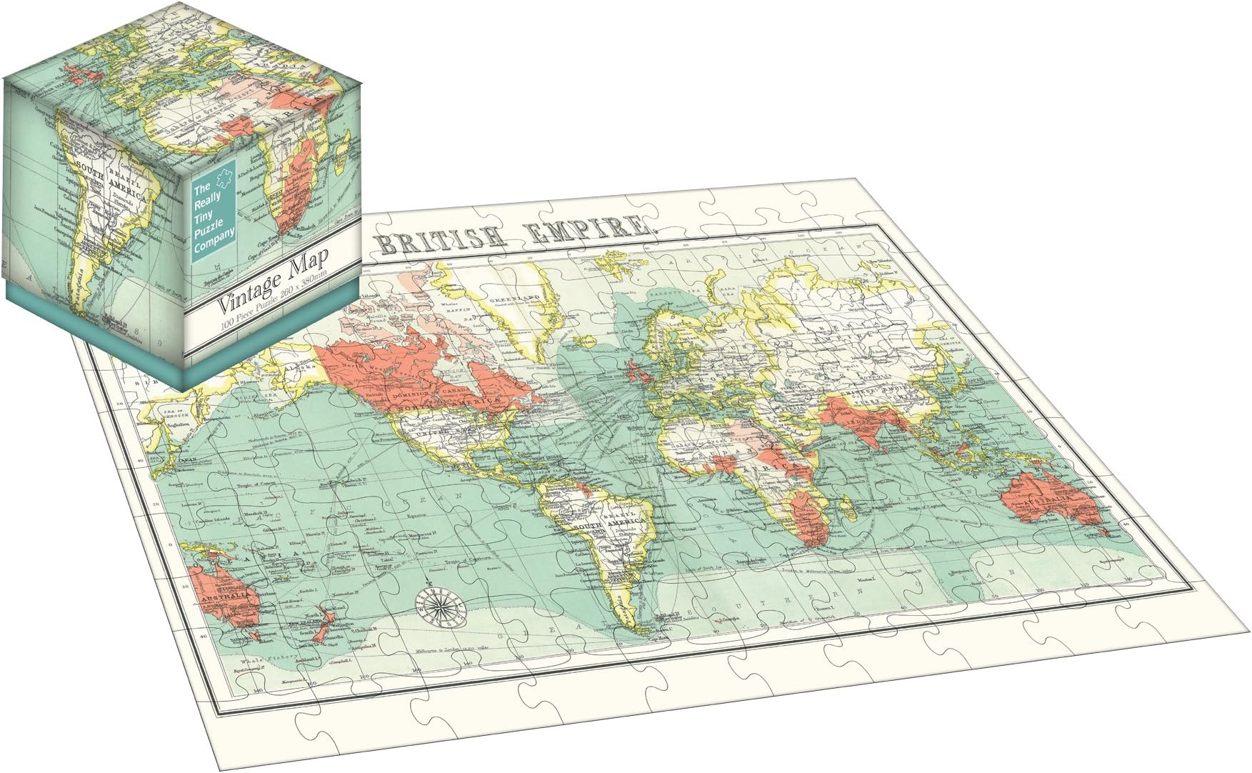 Robert Frederick 100 Piece Jigsaw Puzzle-Vintage MAP, in Cubed Box, 40 x 30 x 6 cm