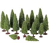 15pcs Mixed Scale Model Trees: Artificial Pine Fake Cedar for Diorama Supplies Christmas Accessories Miniature Christmas Trees Micro Train Landscape Railway Sand Table 2.36-3.93 Inch