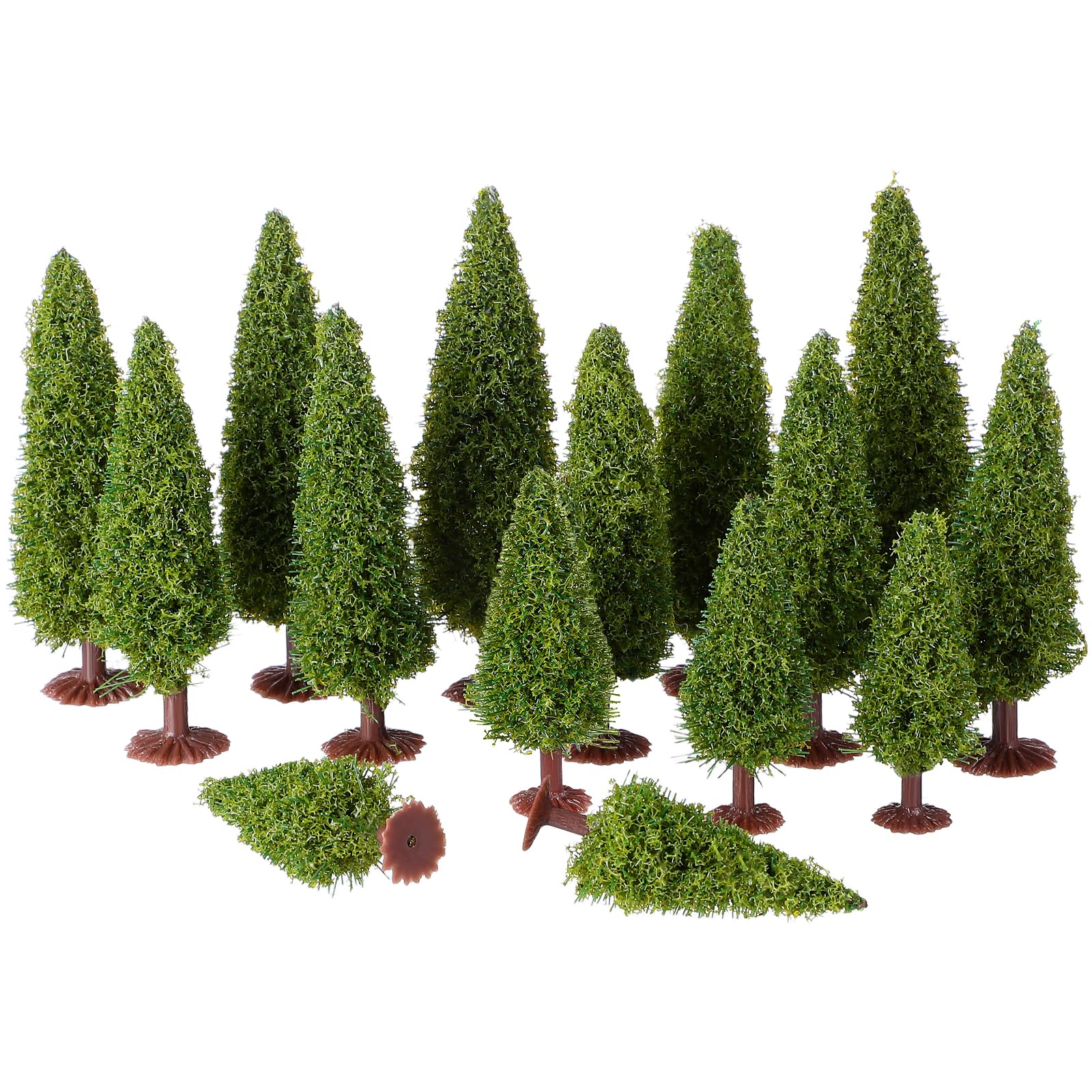 Veemoon 15pcs Miniature Model Trees DIY Landscape Diorama Trees Green Architecture Trees for Train Railways Scenery