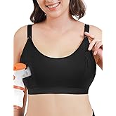 HOFISH ZipPum Bra, Hands-Free Pumping & Nursing Bra, Dual-Zip Adjustable Non-Stretch Prevents Bottle Drop