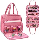 LoDrid Doll Tote Carrying Case Compatible with LOL Surprise Dolls All, Hanging Organizer Storage Bag with 6 Clear Window Pockets, Bag Only, Pink,(Patent Design)