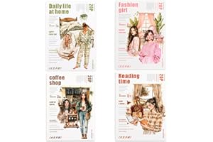 Auguro 4 Books for Girls journaling People Stickers for Scrapbooking 480 Pre-Cut Pet Transparent Stickers for journaling Scrapbooking Supplies