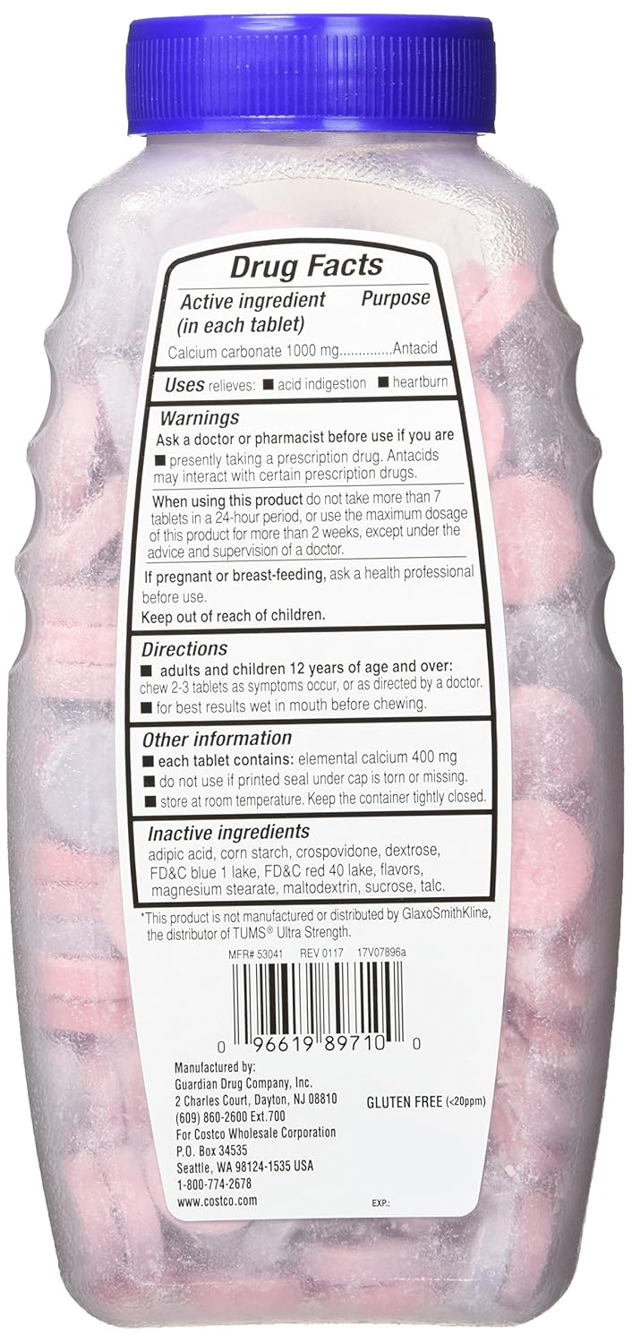 Kirkland Signature Chewable Ultra Strength Antacid / Calcium SUpplement 1000mg 265 ct - 2pk : Grocery & Gourmet Food