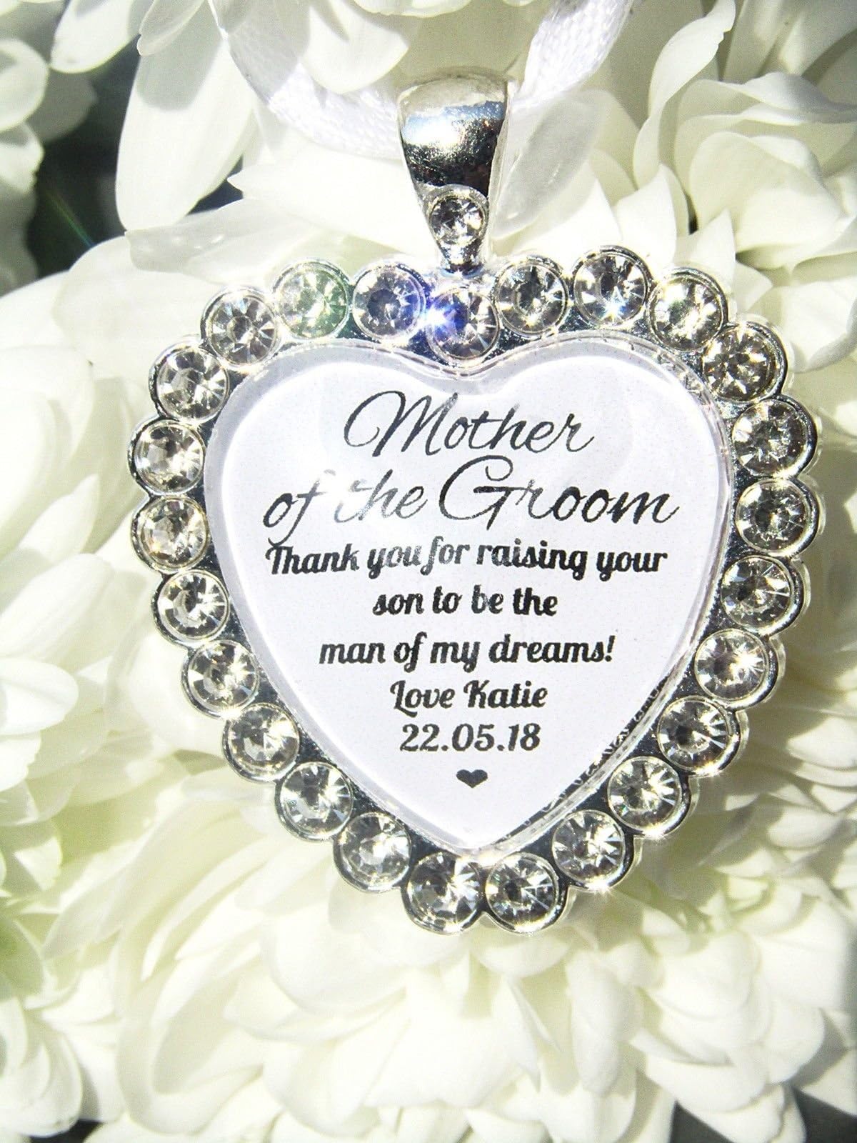 Rockshore AccessoriesMother Of The Groom Personalised Thank You Quote Diamante Heart Bouquet Charm Gift