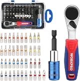 WORKPRO 43-Piece Mini Ratchet Screwdriver Bit Set 1/4" Reversible Torx Phillips view 1
