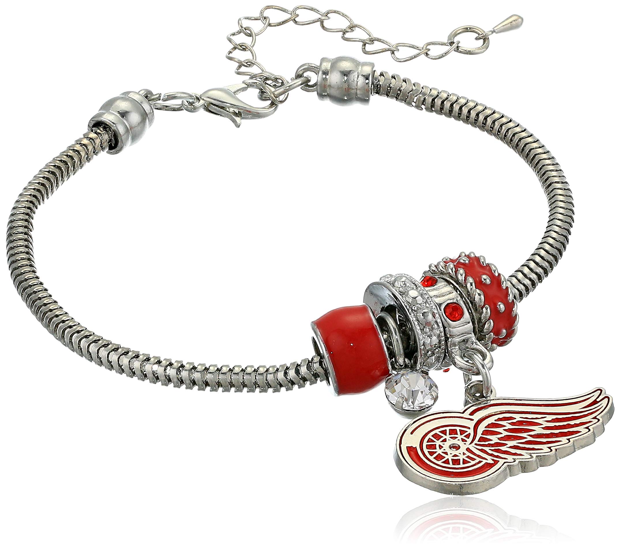 Siskiyou NHL Sports Womens Detroit Red Wings Euro Bead Bracelet One Size Team Color