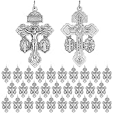 Loetere 30 Pcs Catholic Crucifix for Rosary Making Bulk 2.2 Inch Cross Charms Pendants Pardon Crucifix for Rosaries Jewelry Making DIY Charms Crafts Supplies (Silver)