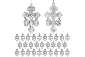 Loetere 30 Pcs Catholic Crucifix for Rosary Making Bulk 2.2 Inch Cross Charms Pendants Pardon Crucifix for Rosaries Jewelry Making DIY Charms Crafts Supplies