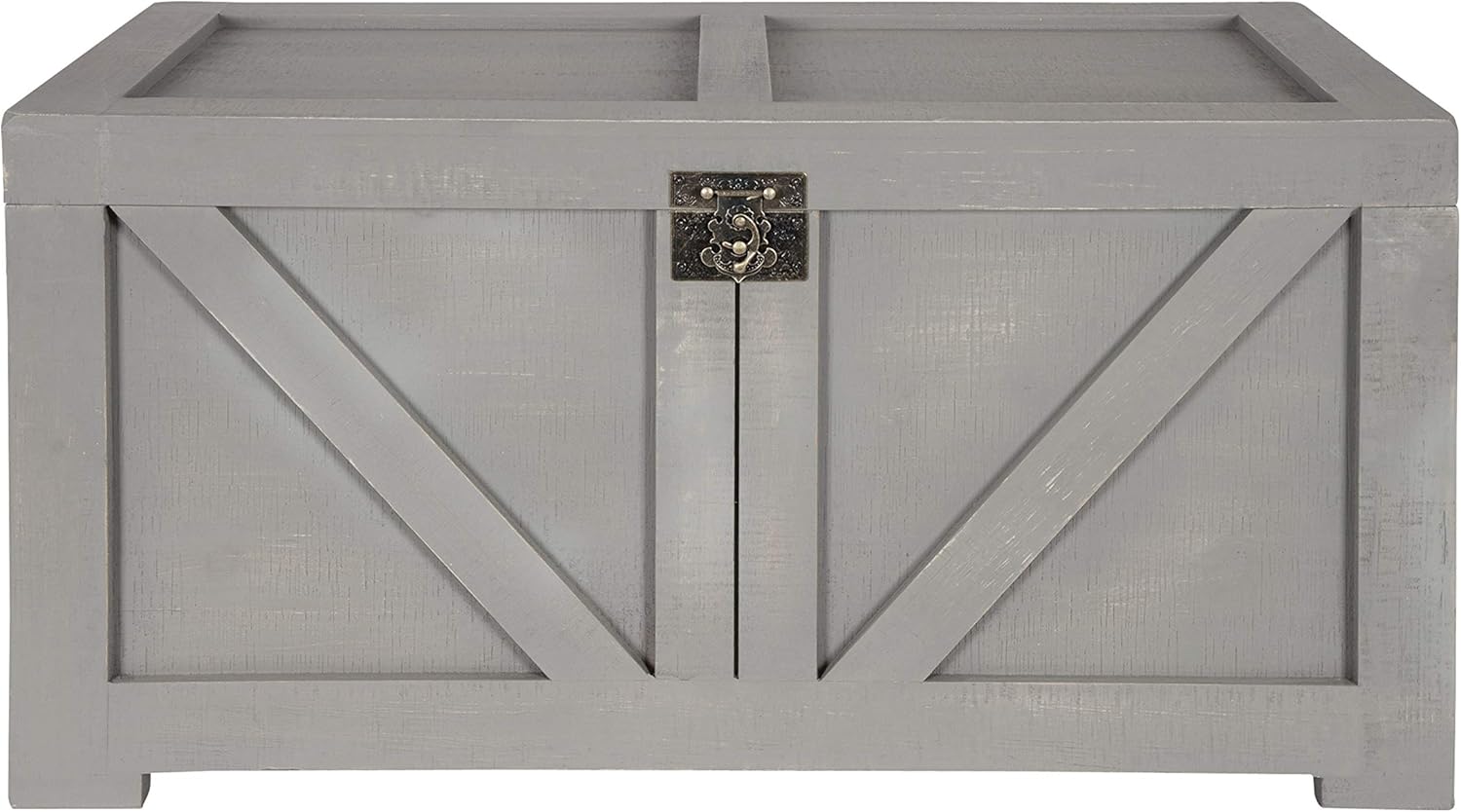 Kate and Laurel Cates Classic Farmhouse Small Wooden Storage Chest Trunk, Gray, Modern Farmhouse Decorative Storage Chest: Furniture & Decor