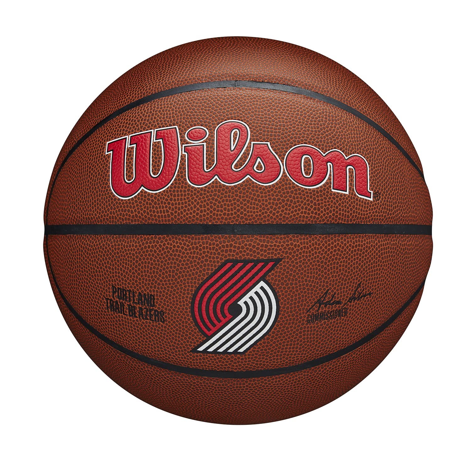 Wilson Basketball, Team Alliance Model, PORTLAND TRAIL BLAZERS, Indoor/Outdoor, Mixed Leather, Size: 7